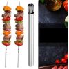 50 reusable 1.3mm thick barbecue skewers and 1 tube of barbecue storage, perfect for outdoor camping, picnicking, barbecuing, birthday party supplies