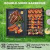 Table Top Grill Charcoal with Smoker, Double Side Use Small Charcoal Grill Portable with Grate and Fry Pan for Outdoor Camping BBQ