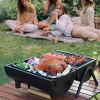 Table Top Grill Charcoal with Smoker, Double Side Use Small Charcoal Grill Portable with Grate and Fry Pan for Outdoor Camping BBQ