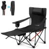 2 Pack 2-in-1 Camping Chair Reclining, Lightweight Folding Camping Chair with Adjustable Backrest & Removable Footrest